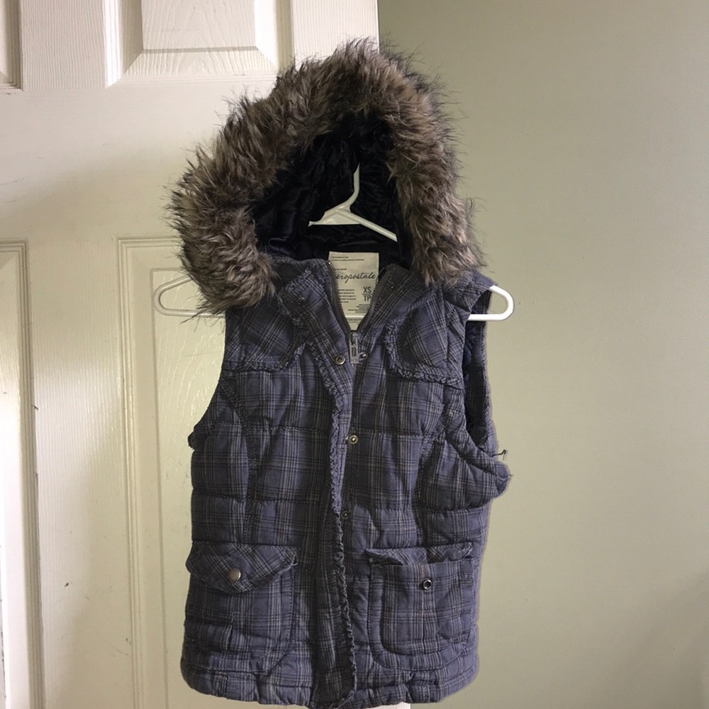 Hooded fur vest